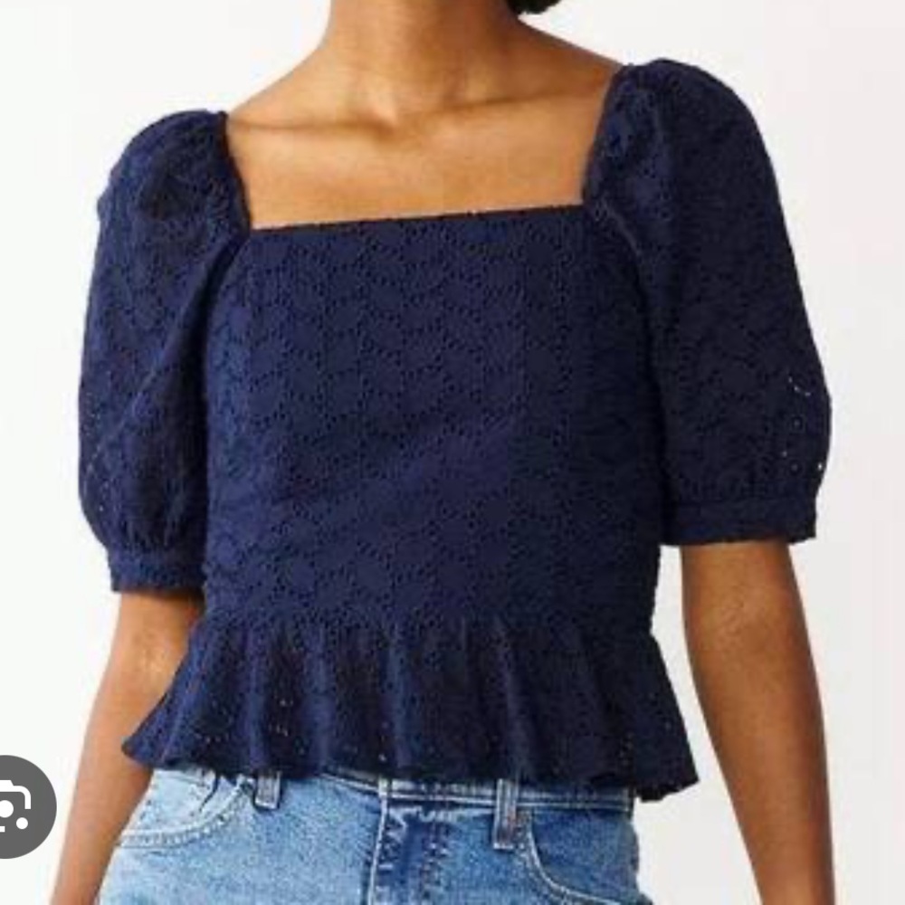 Draper James RSVP puff sleeve peplum top size XXL